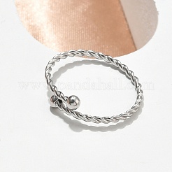 女性用304ステンレススチールカフオープンリング  ツイスト  ステンレス鋼色  18mm&nbsp;RJEW-F206-01P