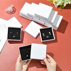 厚紙ギフトボックス12個  中に黒いスポンジを入れて  正方形  ホワイト  9x9x2.9cm&nbsp;CON-YW0001-68