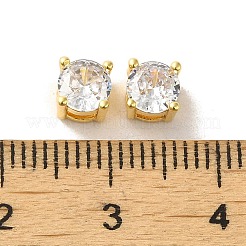 真鍮に透明キュービックジルコニアビーズ18個付き  カドミウムフリー＆ニッケルフリー＆鉛フリー  ラウンド  5x5x4KGP本金メッキ  3mm  穴：[1]mm&nbsp;KK-H461-09B-G