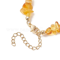 Natural Pearl Rice and Natural Amber Chip Beaded Necklaces&nbsp;NJEW-JN05883