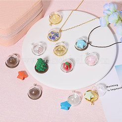 DIY Half Round Brass & Glass Pendant Making Kits&nbsp;DIY-CA0006-70