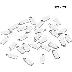 304ステンレススチール製刻印入りブランクタグチャーム  長方形  ステンレス鋼色  11x4x1mm  穴：1.5mm&nbsp;STAS-UN0002-83P