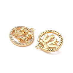 Brass Micro Pave Clear Cubic Zirconia Charms&nbsp;KK-B160-01G
