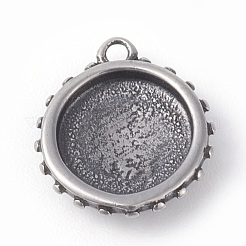 316サージカルステンレススチールペンタクルチャーム  スターとフラットラウンド  アンティークシルバー  12x13.5x3mm  穴：1.5mm&nbsp;STAS-G186-33AS