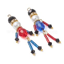 2Pcs Glass Seed Bead and Pearlized Glass Pearl Big Pendants&nbsp;PALLOY-MZ01289