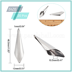 304ステンレススチールビーズキャップベイル20個  コーン  ステンレス鋼色  46.5x13x10.5mm  穴：1mm  内径：11x9mm&nbsp;STAS-CA0001-32