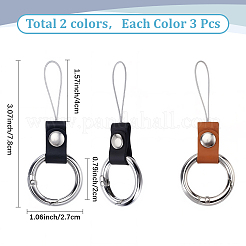 6個 2色 亜鉛合金レザー 携帯電話用指輪  指リングショートハンギングランヤード  ミックスカラー  7.8cm  3個/カラー&nbsp;AJEW-GF0012-81