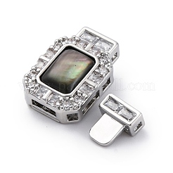 Rectangle Brass Micro Pave Clear Cubic Zirconia Box Clasps&nbsp;KK-G505-36P-01