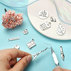 100pcs10スタイルチベットスタイルアロイペンダント  カドミウムフリー＆ニッケルフリー＆鉛フリー  パレットとコンパスとリンゴとペン  アンティークシルバー  11~32x7~18.5x2~12mm  穴：1.6mm  10個/スタイル&nbsp;TIBEP-CJ0002-97