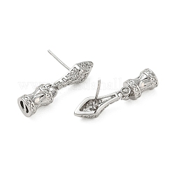 Brass Pave Cubic Zirconia Stud Earring Findings&nbsp;KK-C172-08P