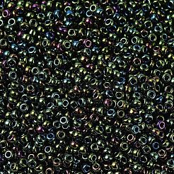 MIYUKIラウンドロカイユビーズ  日本製シードビーズ  （rr453)メタリックフォレストグリーンアイリス  11/0  2x1.3mm  穴：0.8mm  約1100PCS /ボトル  10 G /ボトル&nbsp;SEED-JP0008-RR0453