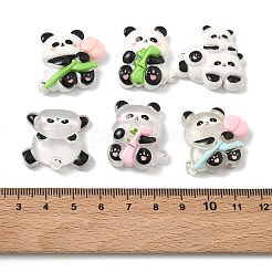 パンダ不透明＆透明樹脂カボション  混合図形  ミックスカラー  23~29x23.5~28x8~9mm&nbsp;RESI-F067-02