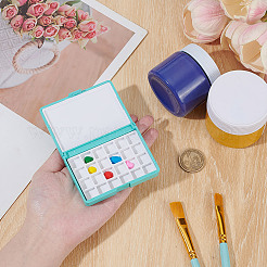 水彩絵の具缶ボックス  塗装収納ボックス  アートペイント塗料貯蔵容器  長方形  シアン  60x80x18mm  内径：10x10mm&nbsp;AJEW-WH0696-060A