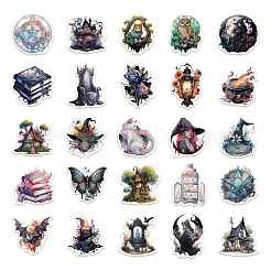 50Pcs Halloween Witch Theme PVC Self-adhesive Cartoon Stickers&nbsp;X-STIC-PW0015-01