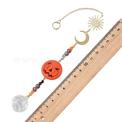 Pumpkin Synthetic Turquoise & Brass Sun Moon Suncatcher&nbsp;GL-HJEW-JM05005