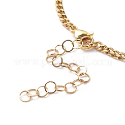 女性用 304 ステンレススチールカーブチェーン付きガラスパールリンクブレスレット  ミックスカラー  7-1/4インチ（18.5cm）&nbsp;BJEW-JB08708