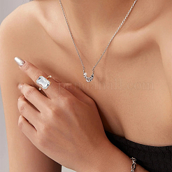 1Pc Adjustable 925 Sterling Silver Rectangle Ring Component&nbsp;STER-BC0003-67G