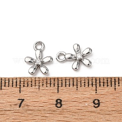 真鍮製マイクロパヴェキュービックジルコニアペンダント  花のチャーム  プラチナ  9.5x7.5x2mm  穴：1.4mm&nbsp;ZIRC-L105-04D-P