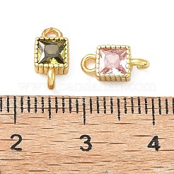 Brass Pave Cubic Zirconia Connector Charms&nbsp;KK-L264-07G