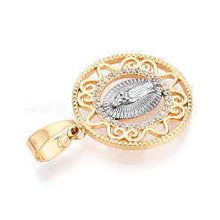 Brass Micro Pave Clear Cubic Zirconia Pendants&nbsp;KK-N268-29G