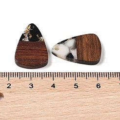 レジン＆ウッドパーツ  金箔  トライアングルチャーム  ホワイト  23x15x3mm  穴：2mm&nbsp;WOOD-S061-02M
