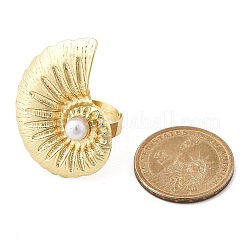 女性用コンク合金調節可能リング  プラスチック模造真珠付き  ライトゴールド  usサイズ8 1/2(18.5mm)&nbsp;RJEW-B108-03KCG