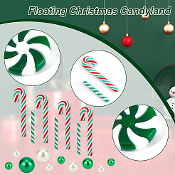 DIY クリスマス花瓶フィラー  キャンディケインのポリマークレイとプラスチック製の丸いビーズを含む  スノーフレーク樹脂カボション  ポリ塩化ビニールの釘の芸術のスパンコール  グリーン&nbsp;DIY-BC0009-68