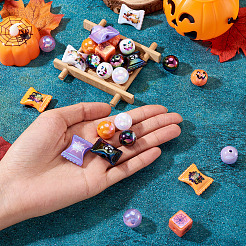 26個 10スタイル ハロウィーンテーマ UVメッキ レインボー 虹色アクリルビーズ  混合図形  ミックスカラー  15~20x15~25x10~15mm  穴：2~3mm&nbsp;PACR-TA0001-16