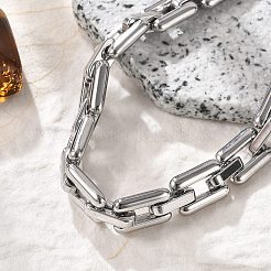 304 Stainless Steel Rectangle Link Chain Bracelets for Women Men&nbsp;BJEW-F488-30P-02