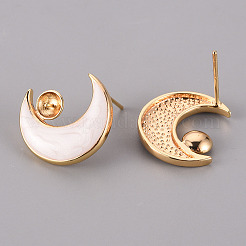 Brass Enamel Stud Earrings Findings&nbsp;KK-T062-115G-A-NF