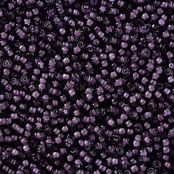 12/0グレードの丸いガラスシードビーズ  透明インサイドカラー  紫色のメディア  2x1.5mm  穴：0.7mm  約48500個/ポンド&nbsp;SEED-N001-D-11/218