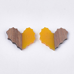 樹脂とクルミの木のカボション  ハート  ゴールド  20.5x24~24.5 3 MMXmm&nbsp;RESI-S358-89F