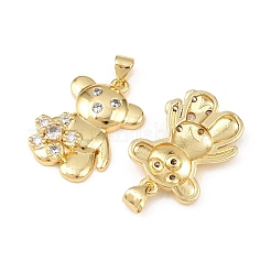 Brass Micro Pave Cubic Zirconia Pendants&nbsp;KK-F919-23G