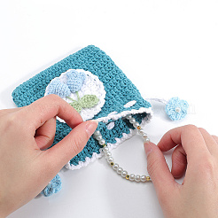 1Pc Flower Knitting Wallet&nbsp;AJEW-GF0011-09C