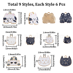 54Pcs 9 Styles Rack Plating Alloy Enamel Pendants&nbsp;ENAM-SC0004-35