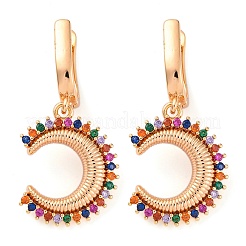 Brass Micro Pave Cubic Zirconia Hoop Earrings&nbsp;EJEW-K300-50G-01