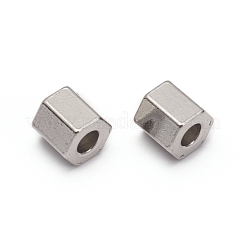 変色しない304ステンレススチールスペーサービーズ  六角  ステンレス鋼色  4.5x4.5x4mm  穴：1.8mm&nbsp;STAS-D170-04A-P