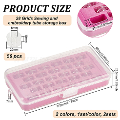 2 Sets 2 Color 28 Grid Plastic Sewing and Embroidery Bobbins Storage Box&nbsp;TOOL-BC0002-23