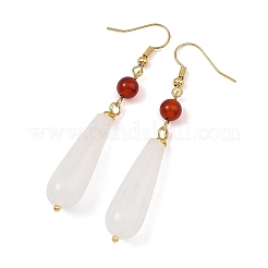 Natural Quartz Crystal & Brass & 304 Stainless Steel Dangle Earrings&nbsp;EJEW-JE07257-02