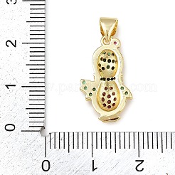 クリスマスブラスマイクロパヴェキュービックジルコニアペンダント  ゴールドカラー  ペンギン  20x12x3.5mm  穴：4x3mm&nbsp;KK-B164-02G-03