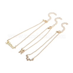 合金ラインストーンアンクレット3個  女性用十二星座チャームアンクレット  魚座  8インチ（20.4~21.6cm）&nbsp;LS-AJEW-S083-01G-04