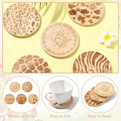 5Pcs 5 Colors Wood Coaster&nbsp;AJEW-CJ0001-67