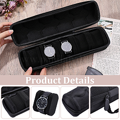 5スロットEVAウォッチ収納バッグ  ハンドル付きの柱  ブラック  9.6x34.3x8.65cm&nbsp;ABAG-WH0063-113B