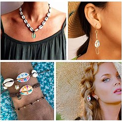 60Pcs 12 Styles Printed Natural Shell Beads&nbsp;BSHE-CJ0001-10