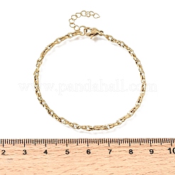 3mm 304ステンレススチール製ツイストオーバルリンクチェーンブレスレット（男女兼用）  イオンプレーティング（ip）  ゴールドカラー  6.69インチ（17cm）&nbsp;SA-CBAB767-17A-G