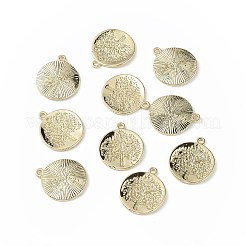 合金ペンダント  ツリーチャーム付きフラットラウンド  ゴールドカラー  22x19x1.5mm  穴：2mm&nbsp;PALLOY-K001-27