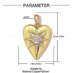 Brass Micro Pave Clear Cubic Zirconia Pendants&nbsp;CU-OY001-77G