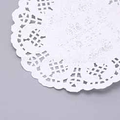 食品グレードのベーキングペーパー  花柄  フラットラウンド  ホワイト  112x0.1mm  140個/袋&nbsp;AJEW-WH0152-11