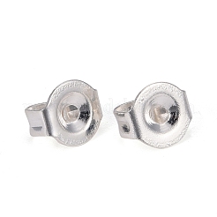 304ステンレススチール製イヤーナット  ポスト イヤリングのバタフライ イヤリング バック  フラットラウンド  銀  5x4.5x3mm  穴：1mm&nbsp;STAS-G224-11S