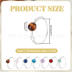 28Pcs 7 Styles Round Chakra Natural & Synthetic Gemstone Beads Finger Rings&nbsp;RJEW-HY00001